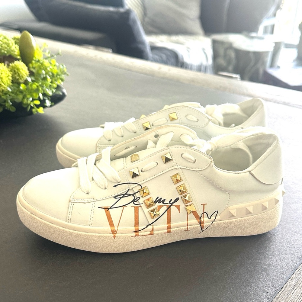 Valentino Garavani White Studded Low-Top Sneakers